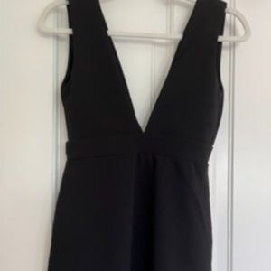 Black mini dress deep v neck